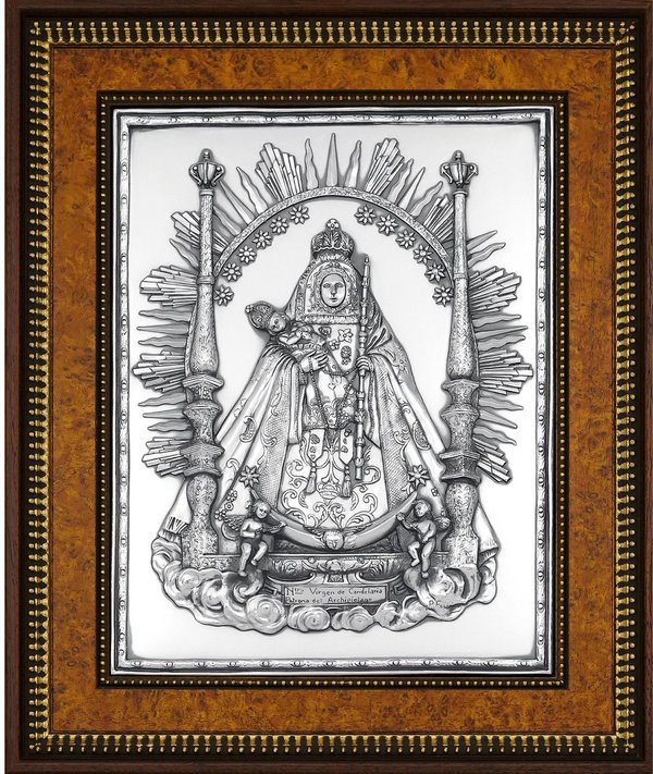 Cuadro  repujado en plata 925/000 de Nuestra  Señora La Candelaria.