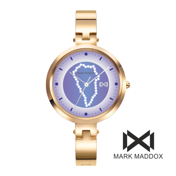 Reloj Mark Maddox Star La Palma acero dorado esfera violeta
